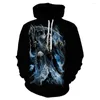 Herren Hoodies 2022 Fr￼hlings- und Herbst -Vintage Gothic Skull 3D Print HoodieTracksuits Casual Black Sweatshirt Anime Herren Jacke