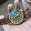 41mm real bronze case automatic 7750 chronograph pilot men watch sapphire crystal waterproof wristwatch genuine Leather Strap date257Y