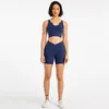 Aktywne zestawy Top Ladies Yoga Set Gym 2 -Place Samless U Shape Sports Bra Fitness TALIS Crossover Shorts Trening ActiveWear