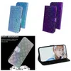 Gradient Bling Laser Flower Leather Wallet Falls för Samsung S22 Ultra Plus M52 A03 Core F22 4G A13 5G M32 F52 A22 S21 FE Luxury ID -kortplats Hållare Cover Pouches