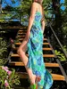 Casual Dresses Women Summer Slip Long Dress Spaghetti Strap Low Cut Solid/Farterfly Print Ruffle Hem Bodycon For Beach