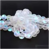 Beaded Aadd Matte White Ab Frosted Austrian Crystal Round Beads For Jewelry Making 6 8 10 12Mm Glitter Moonstone Diy Bracelet Drop D Dhg5P