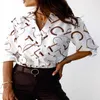 Einzelhandel Frauen Revers Neck Shirt 2023 Neue Frühling Gedruckt Lange Ärmeln Blusen Mode Designer Shirts Tops