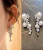 Pearls and Crystal Earrings Wedding Accessories Zircon Jewelry for Party Evening