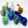 Pyrex Glass Pipesオイルバーナーパイプ喫煙アクセサリー美しい色のピンクの紫色のグラススプーンハンド4インチ