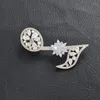 Brooches Elegant Music Note Luxury Rhinestone Zircon Gold Silver Color Pins For Women Men Lovers Gifts