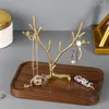 Jewelry Pouches Walnut Stand Wooden Earring Necklace Bracelet Creative Antler Tray Display