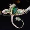 Brooches Copper Inlaid Zircon Magnolia Flower Brooch Heavy Industry Suit Dress Pin Creative Elegant Wedding Coat Corsage