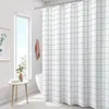 Shower Curtains White Modern Curtain With Hooks Mildew Proof Translucent Plaid Bathroom Home Waterproof PEVA Plastic Set