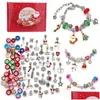 Andra smyckesupps￤ttningar jul DIY med Red Package Box As Presents 100sts Charm Beads Pendant Fit 16Add5cm Snake Chain Charms Accesso Dhzjm