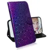 Gradient Bling Laser Flower Leather Wallet Falls för Samsung S22 Ultra Plus M52 A03 Core F22 4G A13 5G M32 F52 A22 S21 FE Luxury ID -kortplats Hållare Cover Pouches