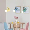 Pendellampor färgglada macarons pu läder moderna bältlampor vintage heminredning kök inomhus belysning taklampa