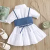 Одежда для маленькой девочки одежда для девочек чистый цвет с коротки