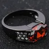 Anillos de racimo pistola negra anillo granate rojo incrustaciones fiesta boda para mujer regalo aniversario compromiso joyería listado 2022 productos