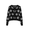 Women's Knits Women Casual Y2K Knit Sweater Cardigan Flower Print Long Sleeve Round Neck Button-down Coat Knitwear E-Girls Streetwear