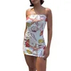 Casual Dresses Women Summer Tube Dress Sea Snail Plant Print Strapless Off-Shoulder Sleeveless Tight Mini For Ladies