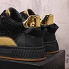 Neue Luxus charmante Männerschuhe Showy Strass Casual High Top Shoes Flats Männliche Designer -Sneaker -Ladung Zapatos Hombre