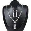 Necklace Earrings Set Zirconia Bridal Silver Color Sets 4 Colors Wedding Jewelry Parure Bijoux Femme