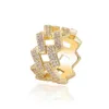 Com pedras laterais anéis masculinos 14mm diamante cubano hiphop anel jóias zircão 18k chapeamento de ouro personalidade design casal marca de moda 2903