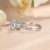 Bröllopsringar Brud Promise Band Zircon Round Crown för kvinnor Silver Rose Gold Color Bridal Engagement Ring Christmas Jewelry