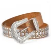 Ремни Goth Rhinestone Women Faux Leather Western Y2K Girls Belt For Jeans Men Drop