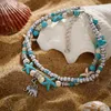 Bracelets de cheville Vintage coquille perles étoile de mer éléphant pour femmes Cavigliera Multi couche cheville jambe Bracelet à la main bohème bijoux