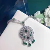Brand Fine Custom Jewelry Women Fan Wedding Green Crystal Party Water Drop Crystal Big Design
