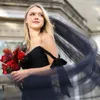 Bridal Veils TopQueen V84 Wedding Veil Long 3M/5M Luxury Cathedral Red Colored Black For Face Soft Tulle