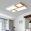 Ceiling Lights Nordic Living Room Light Simple Modern Rectangle Recessed LED Creative Wood Macaron Bedroom Fixture