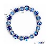 Perlen Blau Evil Eye Kristallstränge Elastische Armbänder Handgemachte Glücksaugen Perlen Armband Schmuck Weihnachtsgeschenke Für Frauen Männer Drop Dhvow