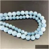 Perlen, 1 Strang/Lot, 4/6/8/10/12 mm, natürliche Aquamarin-Agat-Steinperle, runde lose Distanzperlen für Schmuckherstellung, DIY-Armband