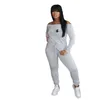 2023 Autumn Women Tracksuits Two Piece Pants Set Wear New Slim Sexy Hollow Out Hole High midja t￤ta byxor Casual sportdr￤kter 21 f￤rger