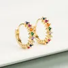 Hoop Earrings Women's Fashion Multicolor Zirconia Inlay Lovely Tiny Huggies Crystal Thin Shiny Small Earring Piercing Jewelry