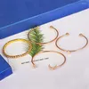 Bangle 2022 5 PCS/SET Women's Fashion Crystal Heart Moon Star Gold Armband Set Bohemian Vintage Jewelry Wholesale