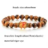 STRAND IMITATIE Tiger Eye 8mm ronde kraal elastische armband legering kroon natuursteen voor homme/femme sieraden vintage armbandenbangles