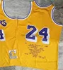 Prawdziwy zszyty retro Mitchell i Ness Basketball Koszulki #8 #24 Jersey żółty biały czarny niebieski rozmiar S-xxl