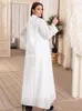 Ropa étnica Dubai Abaya Jalabiya Maxi Dress Djellaba Mujeres musulmanas Lentejuelas Manga larga Boda Vestidos de noche blancos Árabe islámico