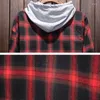 Chemises décontractées pour hommes Chemise à capuche à manches longues à carreaux pour hommes Vestes de printemps boutonnées Hauts à la mode Grande taille 5XL de haute qualité