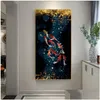 Dipinti Koi Fish Feng Shui Carpa Lotus Pond Immagini Pittura a olio su tela Poster e stampe Cuadros Wall Art per soggiorno Dro Dhy4B