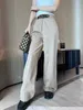 Women's Pants & Capris designer new classic triangle micro label belt fashionable versatile thin wide leg trousers 50W5