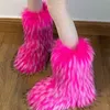 Boots ZMPDXY WIND WINTER SMOW Outdoor Faux Wool Woman Warm Big Big 3cm Flat Sole Sole Furry Plush Bottes Amazing 1222