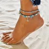 Anklets Modyle Boho Ethnic Antique 2 Layer Ankle Bracelet Cute Starfish Cuckold Foot Chain For Women Summer Beach Jewelry