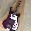 4 Strings Purple Electric Bass Guitar com Rosewood Freboard White Pickguard Customizable