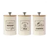 Förvaringsflaskor 1-3 st tank nordisk stil bambu täcke tät burk kaffekott te kan socker skål mellanmål godis fuktbesätt med tätning