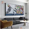 Paintings Street Graffiti On The Abstract Art Curtain Banksy Canvas Painting Poster Print Wall Picture Living Room Drop Delivery Hom Dhssw