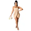 Casual Dresses Summer Tube Top Beach Dress Mini Short Sexy Club Fashion Split Backless Party Födelsedag för kvinnor 2022