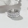 Bröllopsringar Boho Kvinnlig Big Crystal Zircon Stone Ring Luxury Fashion Silver Color Love Engagement Vintage For Women Gifts