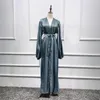 Etnische kleding Abaya Open Front Dubai Turkije Islam Arabisch moslimgewaad vrouwelijk kimono Afrikaanse femme glanzende kaftan musulmane jurk voor vrouwen