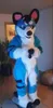 Bleu longue fourrure bleu Husky chien renard loup Fursuit mascotte Costume Costume jeu de fête déguisement adultes