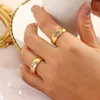 Cluster Rings TAUAM 2022 Fine Waterproof Tarnish Free 18K Gold Plated Big Chunky Stainless Steel Square Eye Shape 3A Zircon Stone